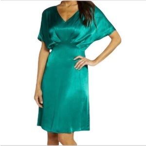 CHELSEA28 botanical vneck empire dress NEW green